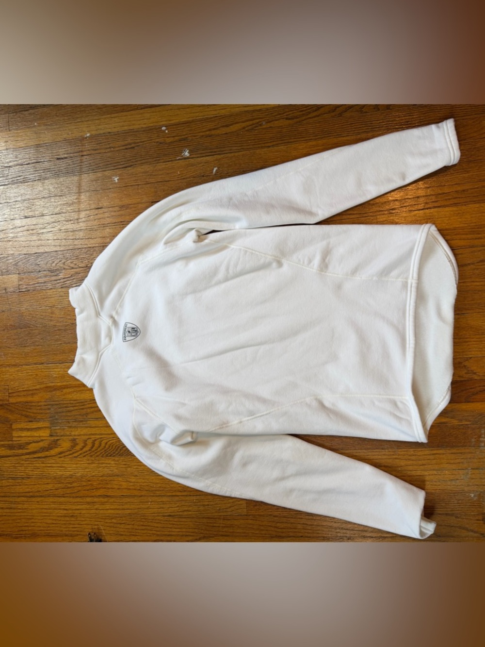 White Long Sleeve Pullover Thermal with Small Chest Emblem